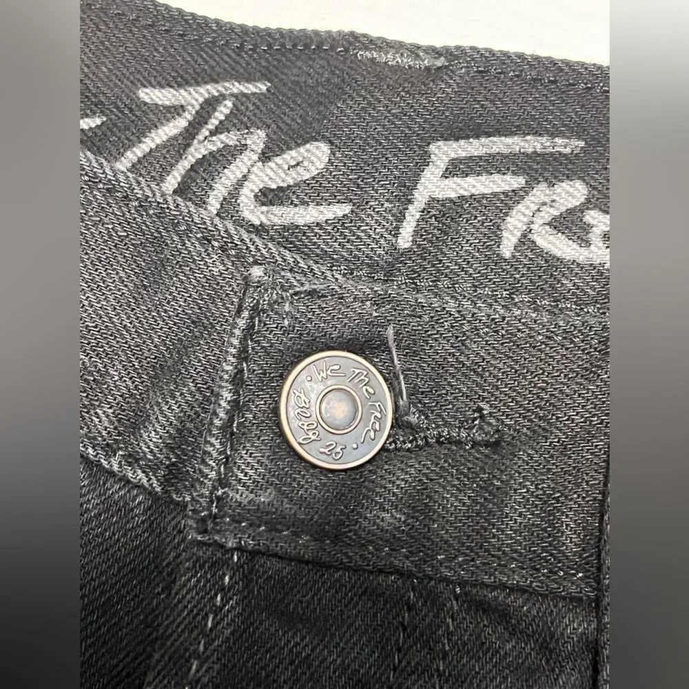 NWOT Free People Black Jeans Shorts Denim Distressed Sofia Sz 27